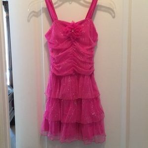 Girls hot pink sparkle dress size 8